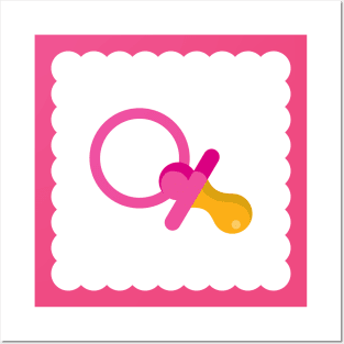 Baby Girl Gender Reveal Pink Pacifier Posters and Art